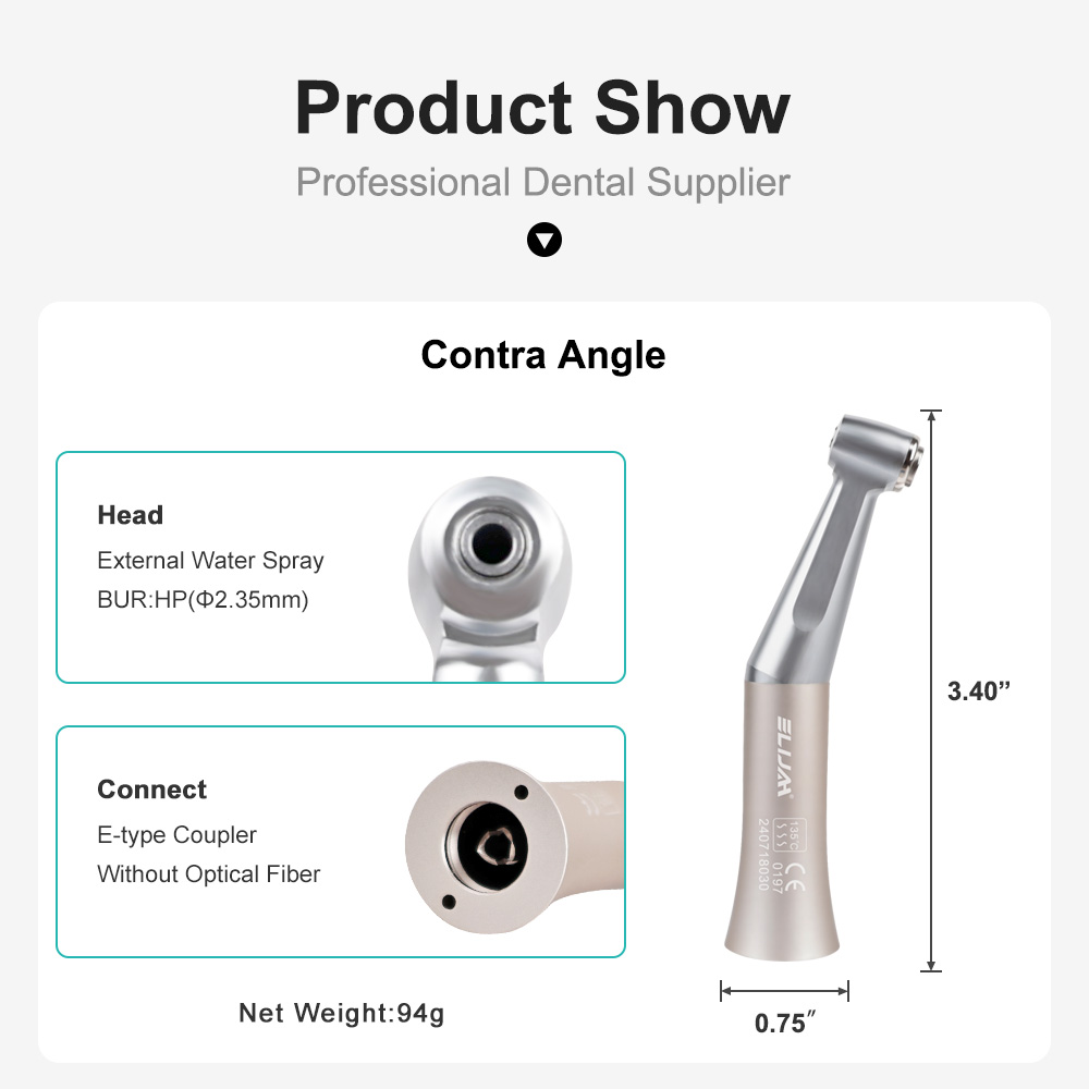 ELIJAH Dental Low Speed Handstück E-Typ FX205 Winkelstück Push Button 1:1 Antrieb Externe Wasser Spray Handstück Zahnmedizin werkzeuge