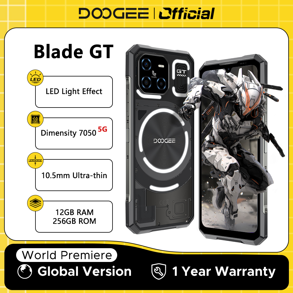 DOOGEE Blade GT teléfono resistente 10,5mm Uitra-delgado 6,72 ''FHD 120Hz efecto de luz LED 12GBRAM 256GB ROM 5500mAh batería Android 14