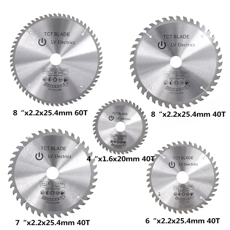 Hoja de sierra para carpintería TCT, disco de corte circular multifuncional de 4/6/7/8 pulgadas 30T/40T/60T para cortar herramientas de corte de madera, 1 Uds.