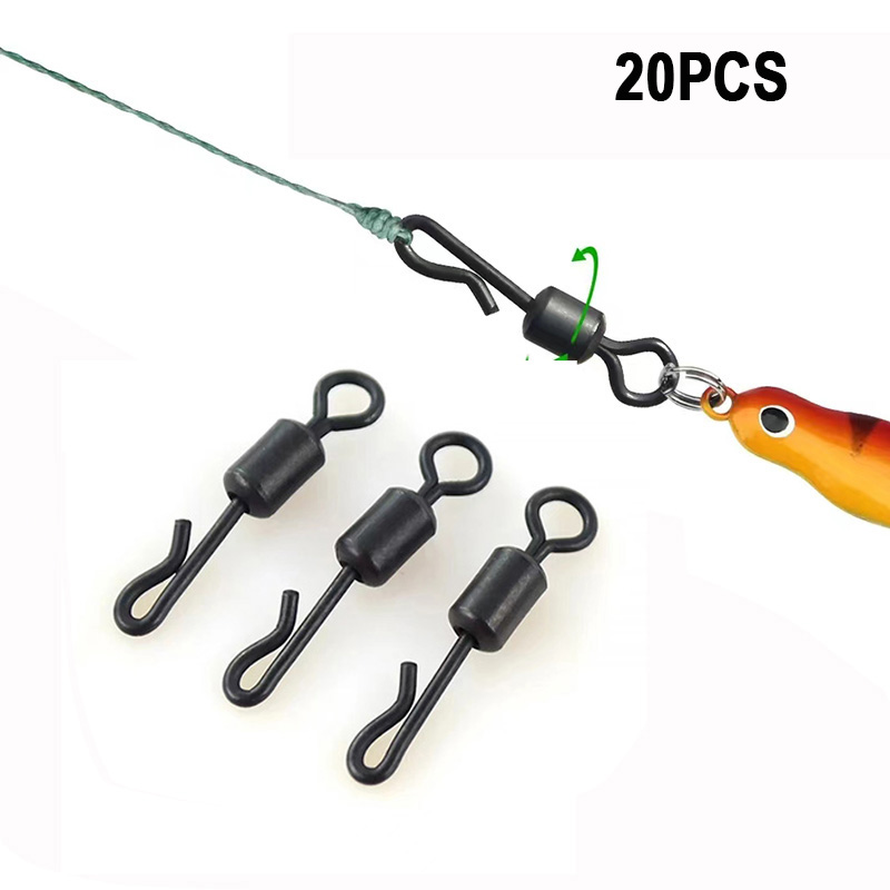 20 piezas giratorios para pesca de carpa, cambio rápido de acero inoxidable para aparejo de pesca de carpa, accesorios de pesca, aparejos terminales AE007