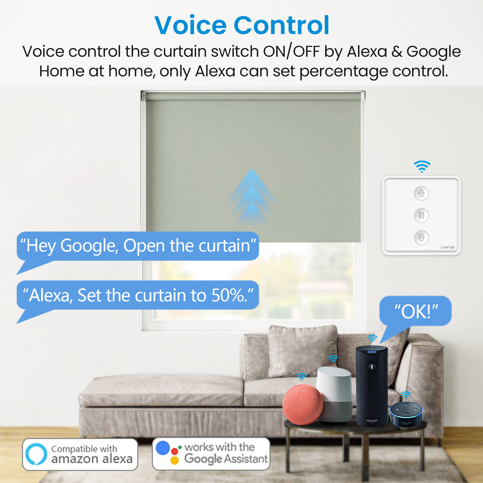 Tuya Smart Life-interruptor de botón pulsador para persiana enrollable, cortina de 7. a generación, Control remoto por porcentaje, asistente de Google Alexa