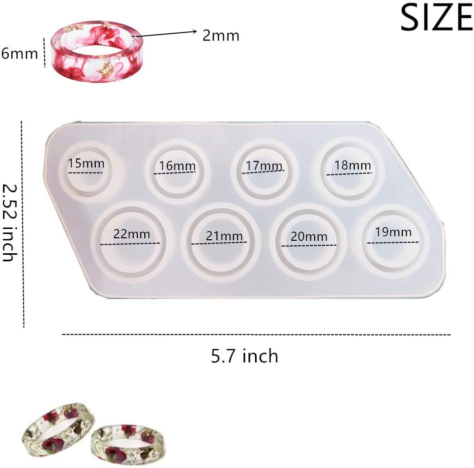 8Pcs Assorted Sizes Ring Silicone Mold For Resin Jewelry Resin Casting Mold US Size 5-12