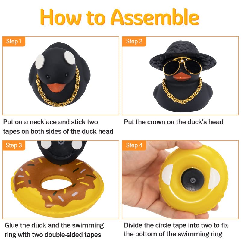 Car Duck Ornament Dashboard Decorations Rubber Duck Car for Car Dashboard Accessories with Swim Ring Jeep Duking