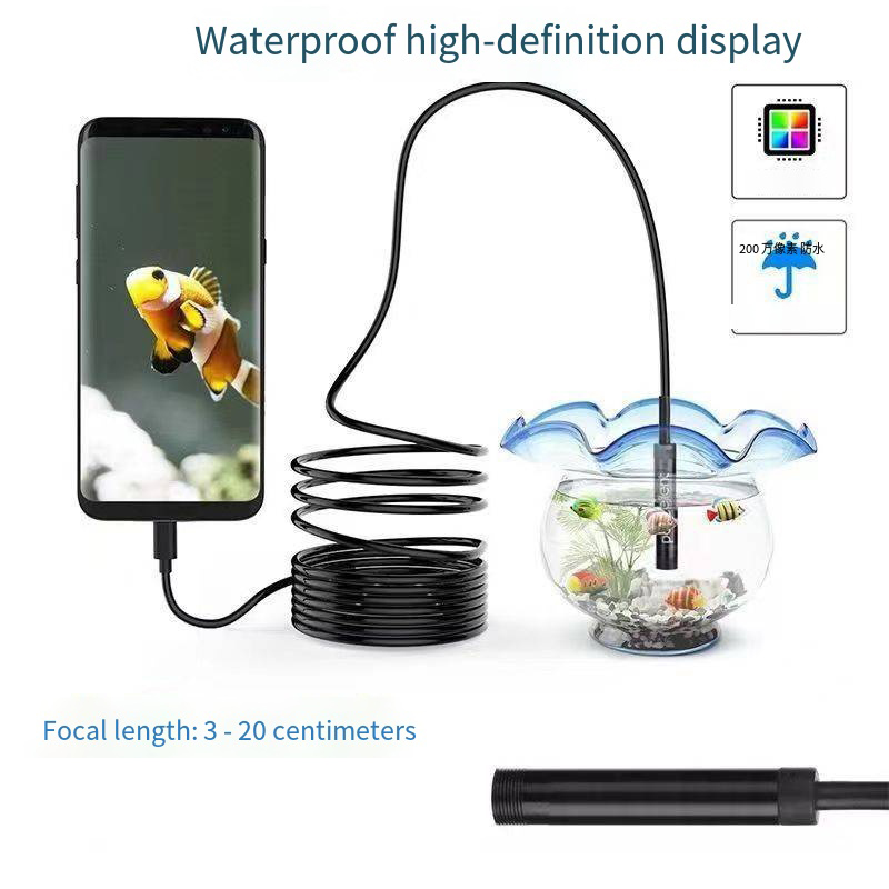7.0MM TYPE-C Endoscope Camera IP67 Waterproof 6 LEDs Adjustable USB Android Flexible Inspection Borescope Cameras for Phone PC
