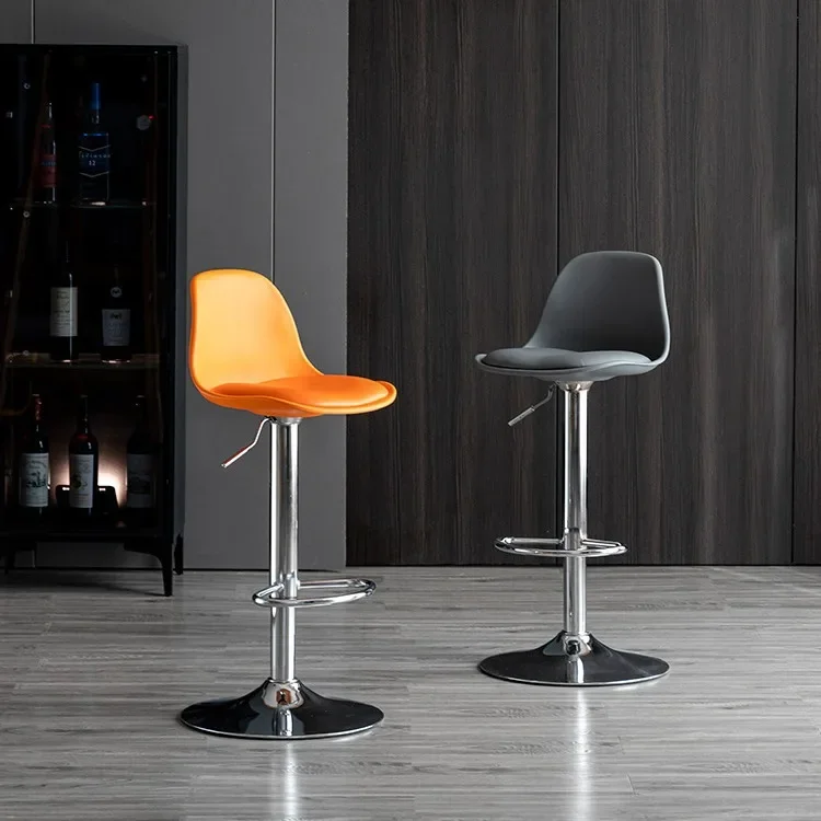 Silla de Bar para el hogar, taburete alto moderno y Simple, escritorio frontal, silla de cajero, respaldo de hierro, taburetes altos de Bar