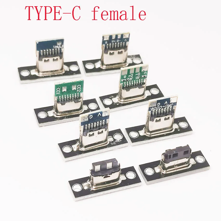 1-10 Uds USB 3,1 tipo C con placa de fijación de tornillo conector USB tipo C 3,1 tipo C 2 pines 4 pines 5 pines 6 pines conector hembra