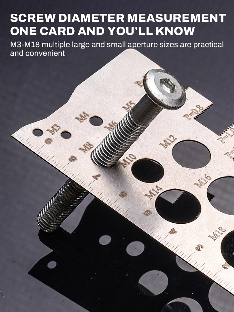 Thread Checker Screw Measurement Ruler 304Stainless Steel Caliper Metric Gauge Tool For Measuring Screw Pitch Bit Bolt Nut Screw