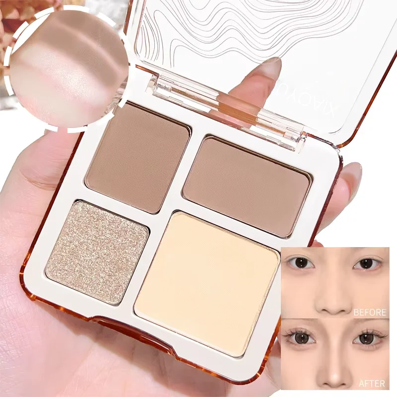 XIAOYUMI La palette di contorni evidenziatori a quattro colori è opaca e duratura, illuminante contorni tridimensionali