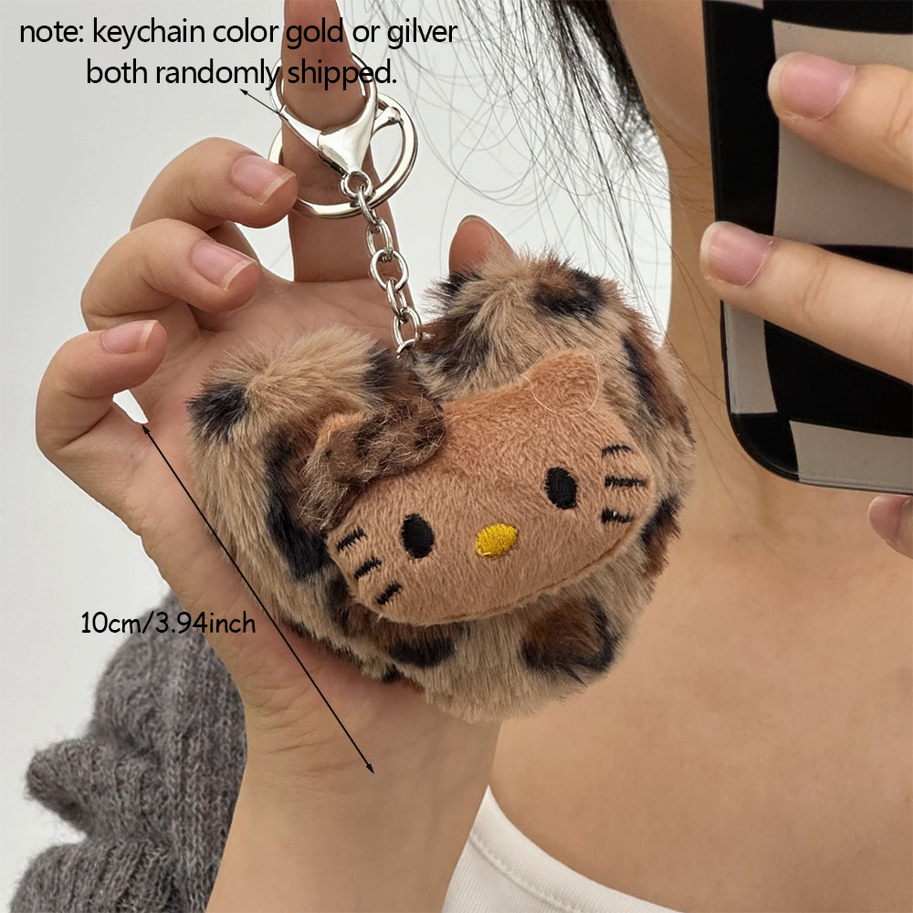 Hellokitty retro leopardo boneca pingente sanrio kawaii anime brinquedo chaveiros dos desenhos animados moda saco acessórios chaveiros presentes de natal
