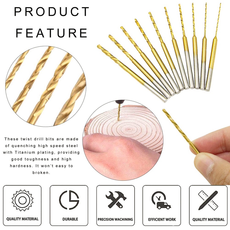 Micro-Xoắn Bộ Mũi Khoan-10 Chiếc 0.6Mm-2.2Mm Nhỏ Mũi Khoan 2.35 Vỏ HSS khắc Mini Khoan Lỗ Dụng Cụ Khoan