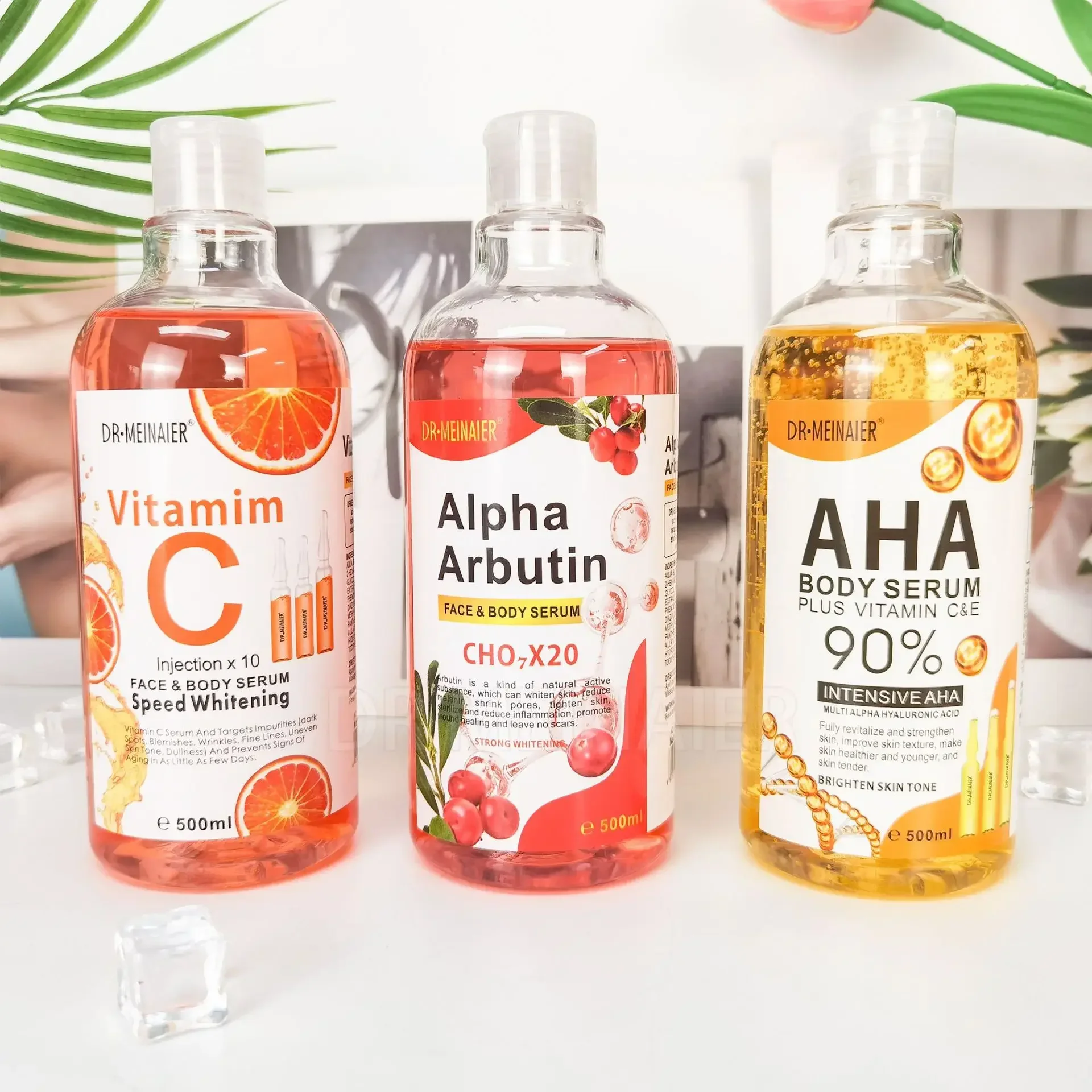 500ml ácido hialurónico, nicotinamida vitamina C AHA suero facial manchas borrador Corrector blanqueamiento hidratante aclarador suero corporal