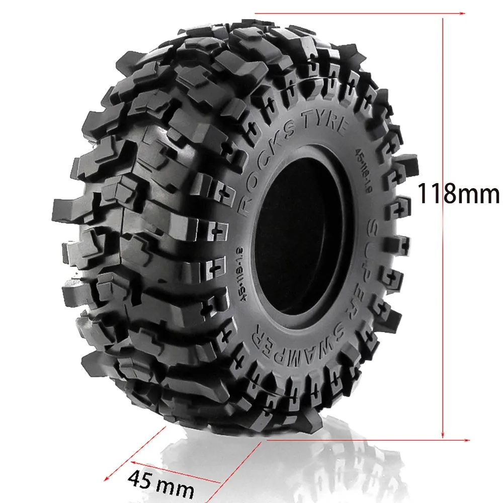 4 ชิ้น 1.9 นิ้วยางยาง 118*45 มิลลิเมตรสําหรับ 1/10 Rc Crawler รถ Trax Trx4 Axial Scx10 Wraith scx10 Yikong Rgt Wrangler 1.9 ล้อ