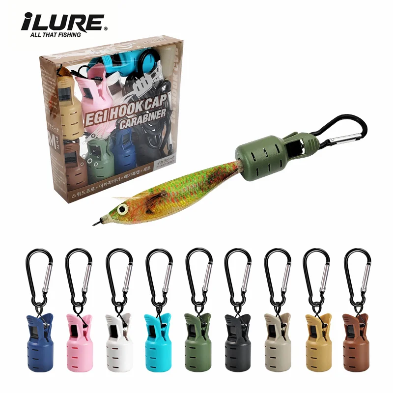 9PCS Squid Jig Protector Webfoot Polpo Egi Gancio Copertura Seppie Ombrello Richiamo Cap Legno Gamberetti Esca Accessori con Moschettone