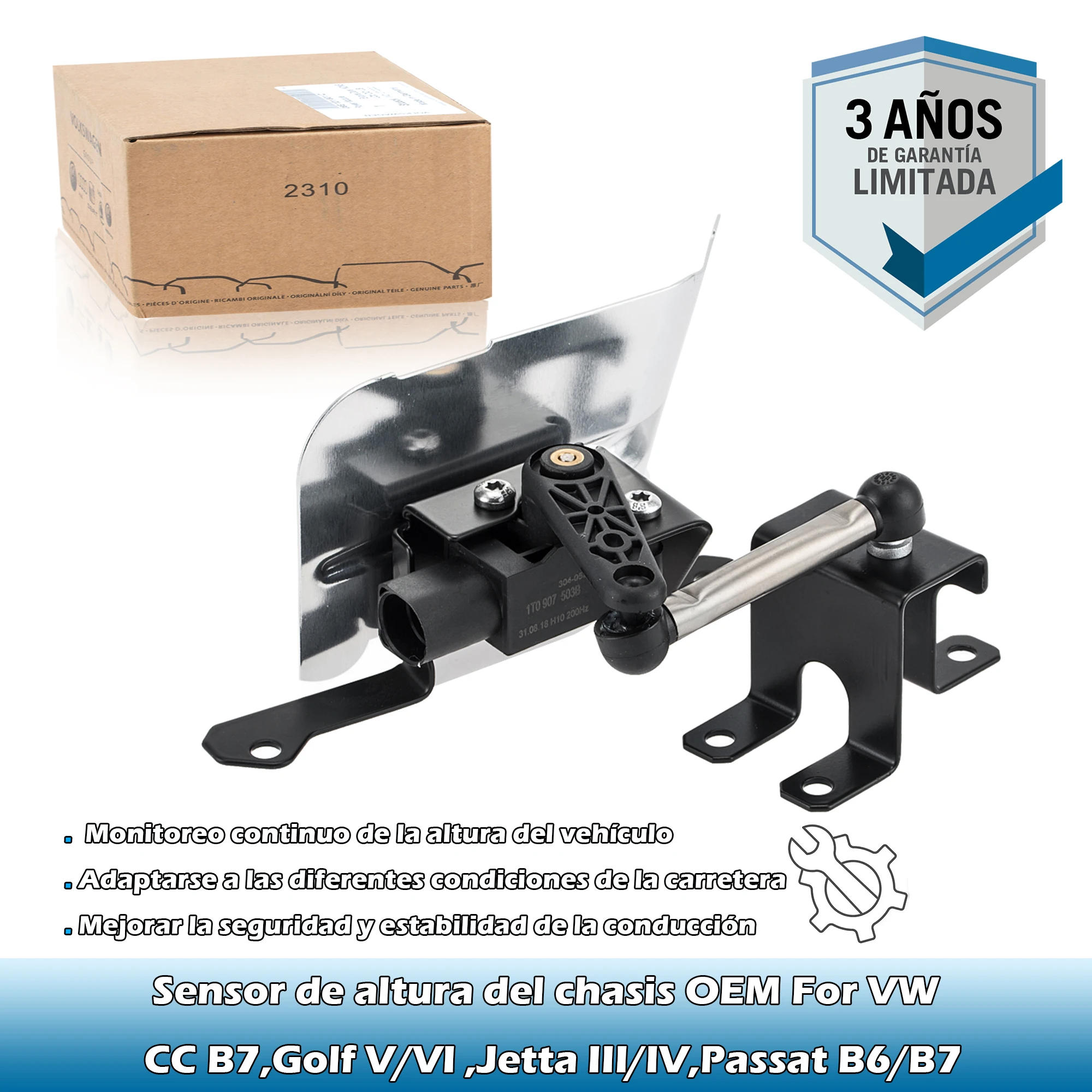 Sensor de nivel de faro del eje trasero OEM original 1K 0941273 D,1K 0941273 G/N, 1T 0907503 B Para VW CC B7, Golf, Jetta, Passat B6/ B7