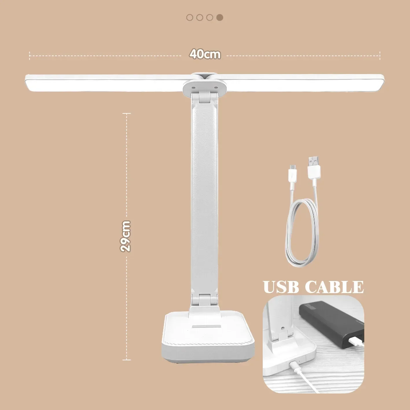โคมไฟตั้งโต๊ะพับได้ USB ชาร์จอ่านโคมไฟตั้งโต๊ะ LED 3 ระดับหรี่แสงได้เซ็นเซอร์สัมผัสป้องกันดวงตาสําหรับห้องนอนสํานักงานข้างเตียง