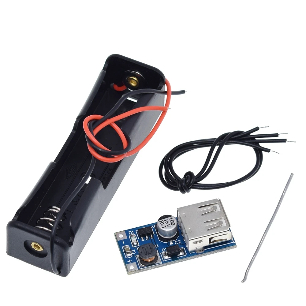 TZT 5V 1A 18650 TP4056 Lithium Battery Charger Module DIY KIT +1X18650 Battery Case +5V 600MA USB Mobile Power Boost Board