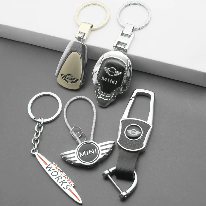 3D Metal/Leather Car Styling Keychain For MINI Cooper One S JWC R55 R56 F56 R57 R58 R59 R60 Key Chain Key Rings Auto Accessories
