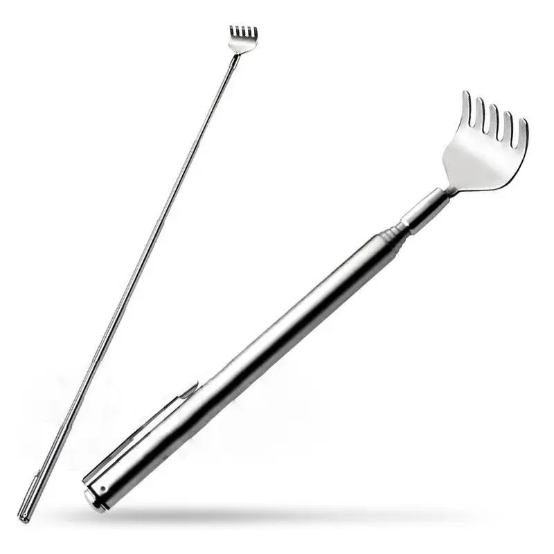 1 Uds. Bolígrafo telescópico portátil de acero inoxidable ClipTelescópico rascador de espalda herramienta para rascar la picazón ajustable 15cm-50cm