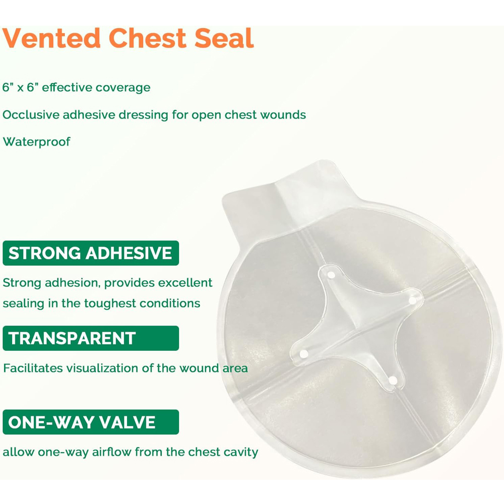 Vented Chest Seal การบาดเจ็บชุดการแพทย์ฉุกเฉิน Occlusion Chest Seal Dressing First Aid Chest Trauma Care Rescue Bandage