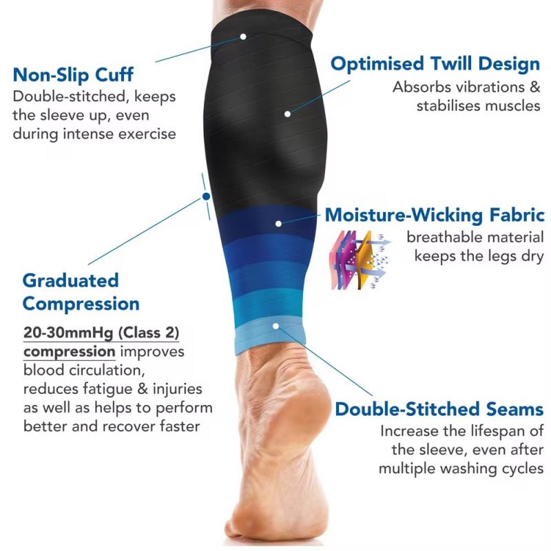 1 paire de manchons de Compression pour mollets, chaussettes de Compression pour jambes de course, attelle de tibia pour hommes et femmes, 20-30 mmHg