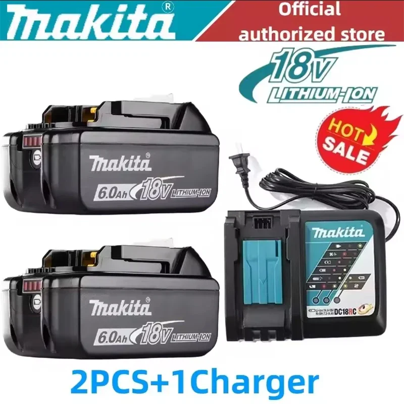 Batería Makita genuina de 18v con cargador de iones de litio recargables para herramienta eléctrica Makita BL1880 BL1850 BL1860B LXT400.