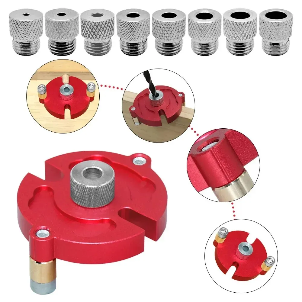 Fast-splicing Dowel Jig Kit W/3-10mm Metal Bushing Aluminum Self-Centering Vertical Hole Jig Drill Guide Locator for Woodworking