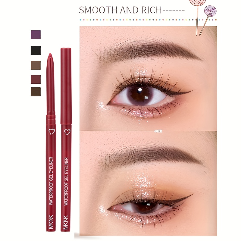 5-Farben-Eyeliner-Stift, wasserfest, langlebig, blau, schwarz, braun, leicht zu tragender Eyeliner-Stift