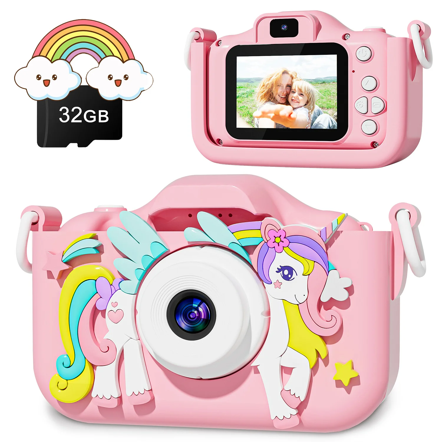 1080p hd crianças câmera brinquedos 2 Polegada display colorido crianças câmera digital com casos de silicone brinquedos para presentes de aniversário de natal
