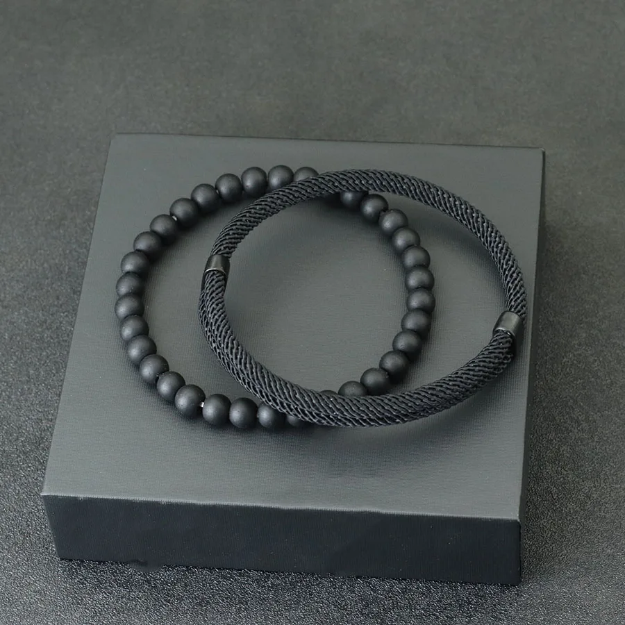 패션 망 팔찌 세트 2pcs 슬라이딩 조절 가능한 럭키 레드 스레드 Braslet Accesorios Hombre 선물 그를위한 Armband Herren Joias