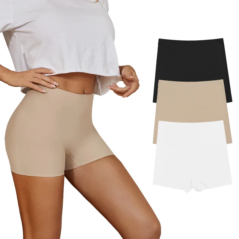 Novo design senhoras sem costura gelo seda sólida biker shorts boxer leggings curtos esportes calças de yoga shorts femininos calcinha t1584