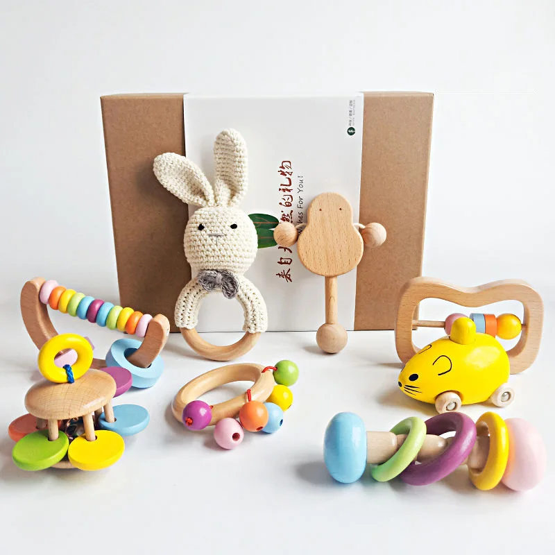 Montessori ของเล่นเด็ก Rattles Teether ของเล่นเพื่อการศึกษาของเล่นไม้เด็กวัยหัดเดินทารกแรกเกิด Musical Rattles ของเล่นของเล่นเด็ก 0 6 12 เดือน