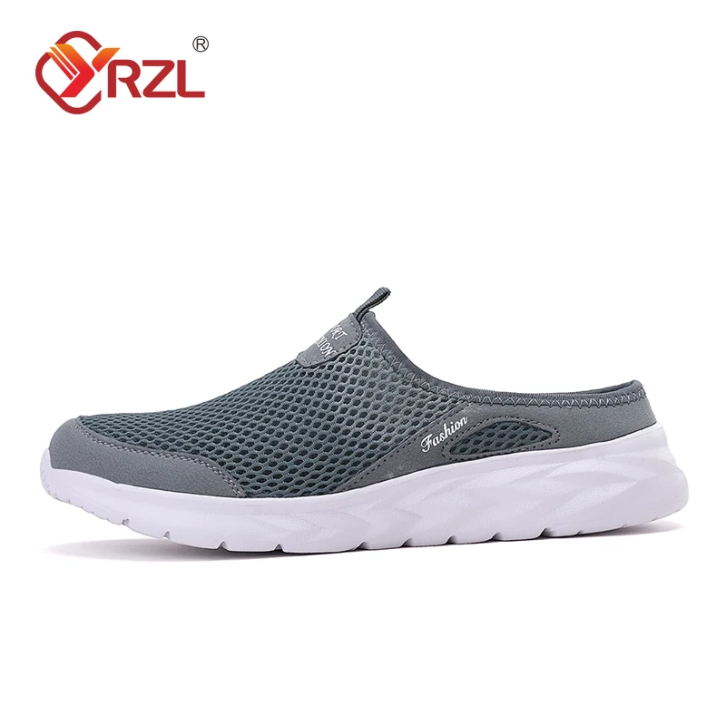 YRZL Freizeitschuhe für Herren, Sommer, halbe Schuhe, Hausschuhe, Slides, Slip-on-Schuhe, Herren, Mesh, atmungsaktiv, weich, bequeme Hausschuhe für Herren