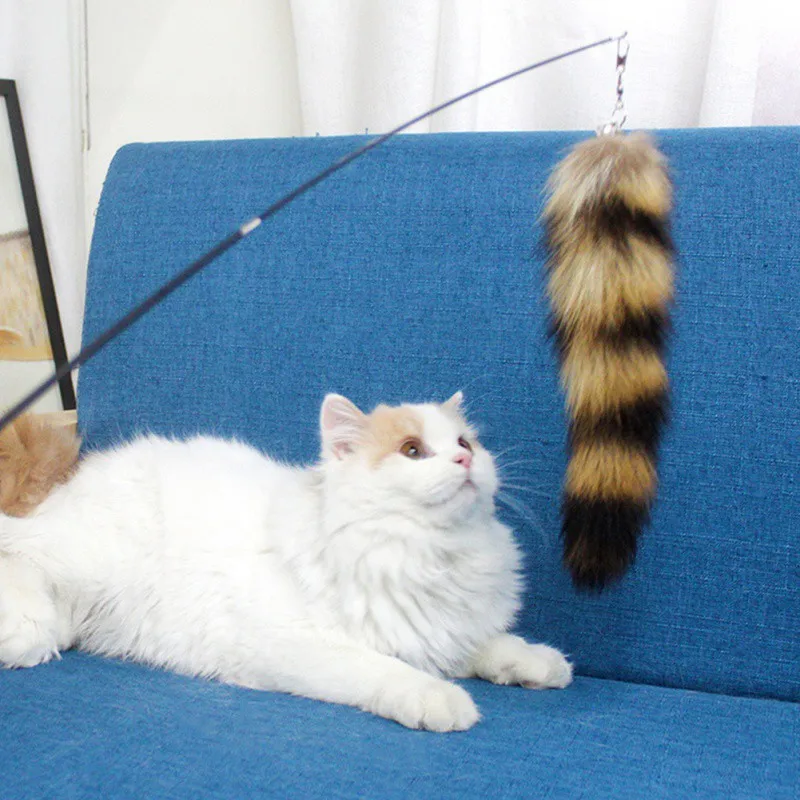 ตลกสัตว์เลี้ยงแมว Stick Fox ผมเปลี่ยนหัวความเหนียวดี Feather Stick ของเล่นแมว