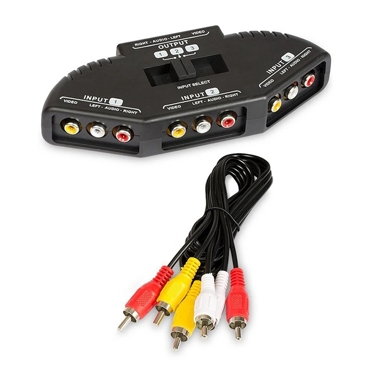 Selector de interruptor AV de Audio y Video de 3 vías, caja divisora con Cable para TV x-box, reproductor de DVD, dispositivos de interruptor