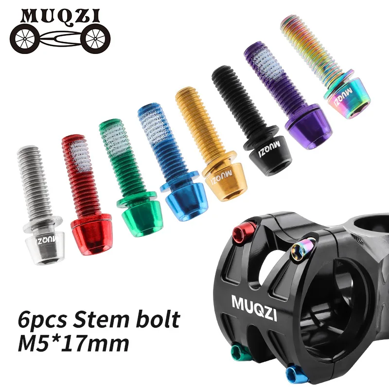 MUQZI 6 pz Bulloni Stelo M5x17mm Vite Stelo Manubrio Bicicletta Con Rondella MTB Bici Da Strada Stelo Riser Vite