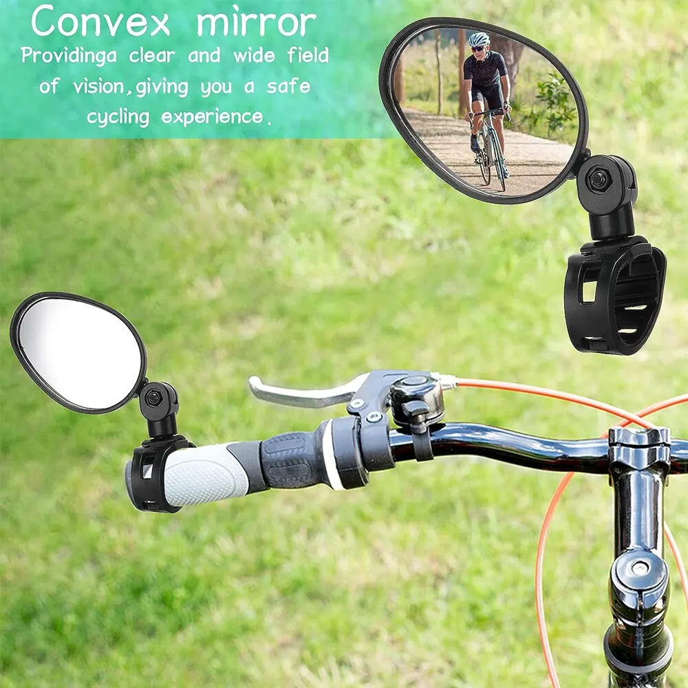 1/2pcs Bike Mirror 360 Degree Adjustable Rotatable Handlebar Mirror Wide Bycicle Accessories Cycling Rear View Mirror Accesorios