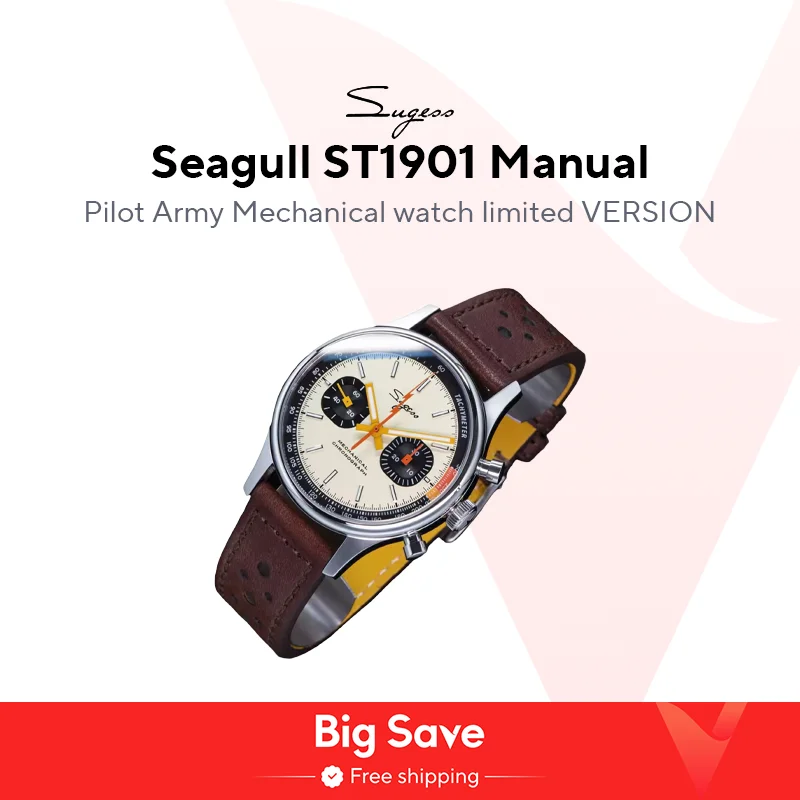 Sugess Đồng Hồ 1963 Chronograph Cơ Đồng Hồ Nữ Hải Âu ST19 Swanneck Phong Trào Phi Công Nam Đồng Hồ Mặt Đá Sapphire Tặng V2