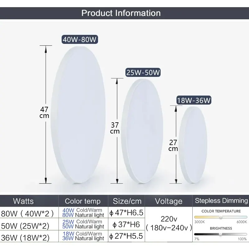 Smart conduziu a lâmpada do teto, 36w, 50w, 220v, projeto dimmable, moderno, com controlo a distância, para o quarto, sala de visitas