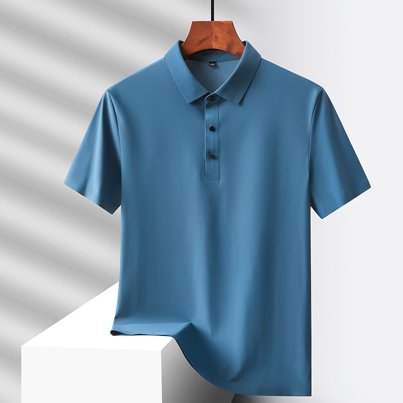 Selected popular nylon fabric dad's summer clothing middle-aged men's short sleeved T-shirt, summer ice silk quick drying mid
