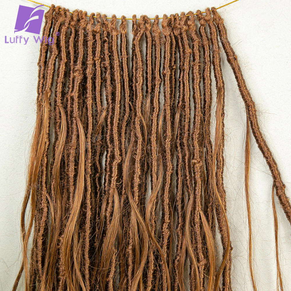 Crochet boho locs com cachos de cabelo humano pré-loop tranças loiras extensões de cabelo sem nós falso deadlocks para trança luffy