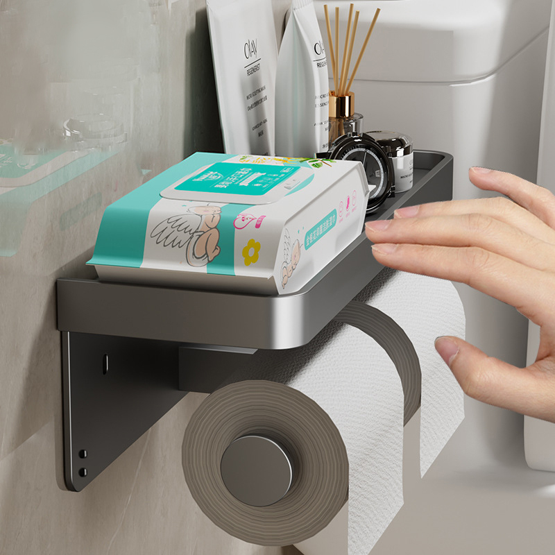 Toiletrolhouder Aan de muur gemonteerde aluminium toiletrolhouder Tissue Rack Badkamer Tissue Holder Badkameraccessoires