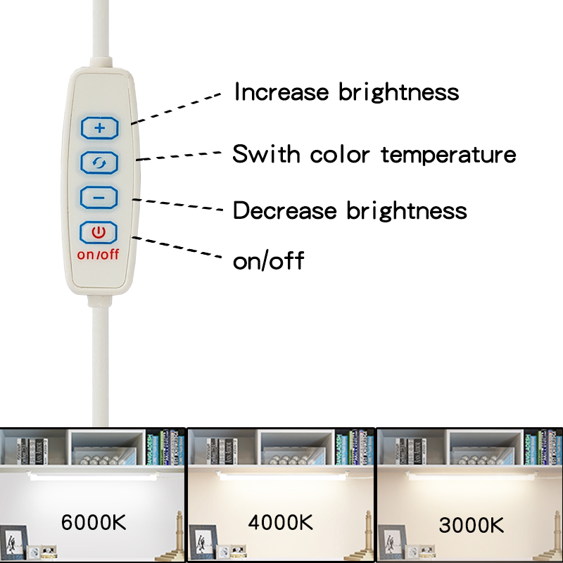 Oświetlenie LED pod szafką Wtyczka lampy USB Możliwość przyciemniania 3-miana koloru Lampka nocna LED Oświetlenie kuchni i sypialni z paskiem magnetycznym
