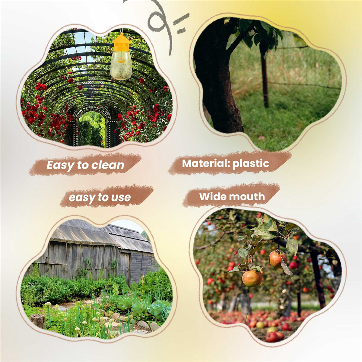 再利用可能なフライトラップ、フルーツフライキャッチャー、屋外、4パック