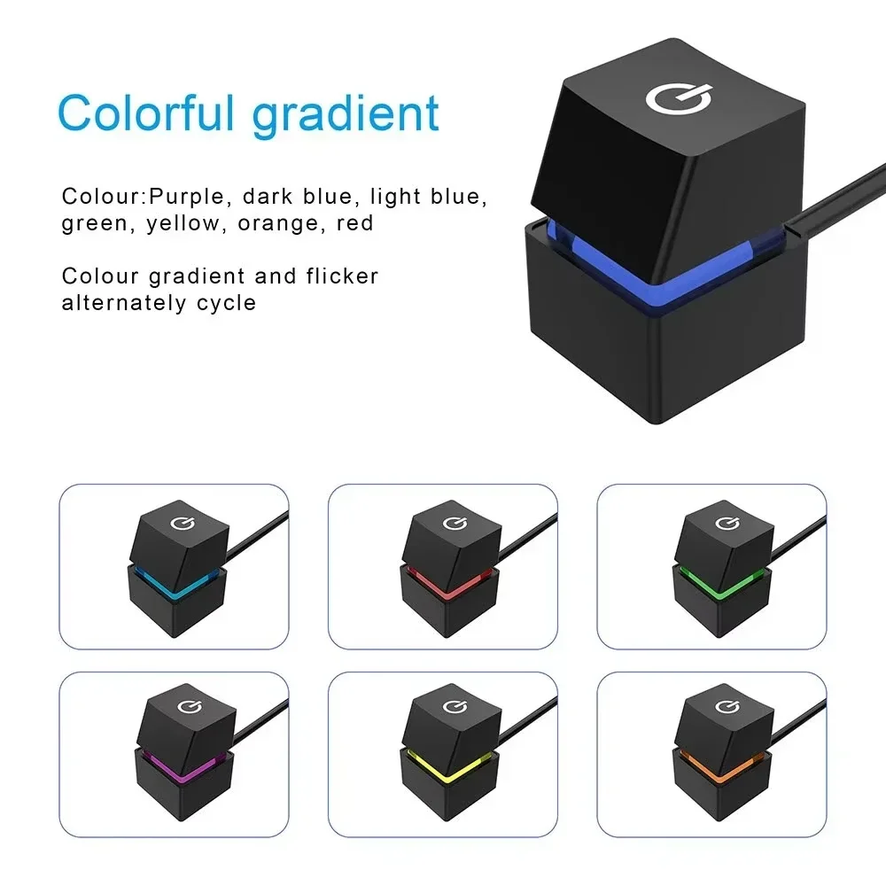 RGB LED-strip met aan/uit-schakelaarkabel PC-verlenging aan/uit vierkante knop voor gaming desktop computer thuiskantoor installatie