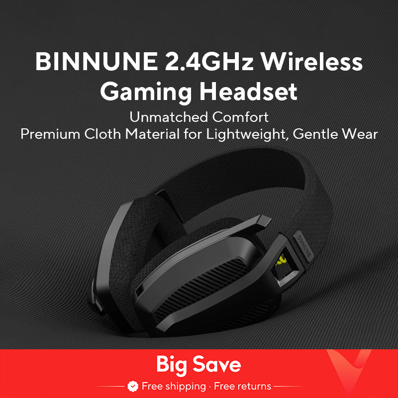 BINNUNE 2.4GHz Wireless Gaming Headset with Mic for PS5 PS4 PC Mac Playstation Bluetooth Gaming Headset with Microphone