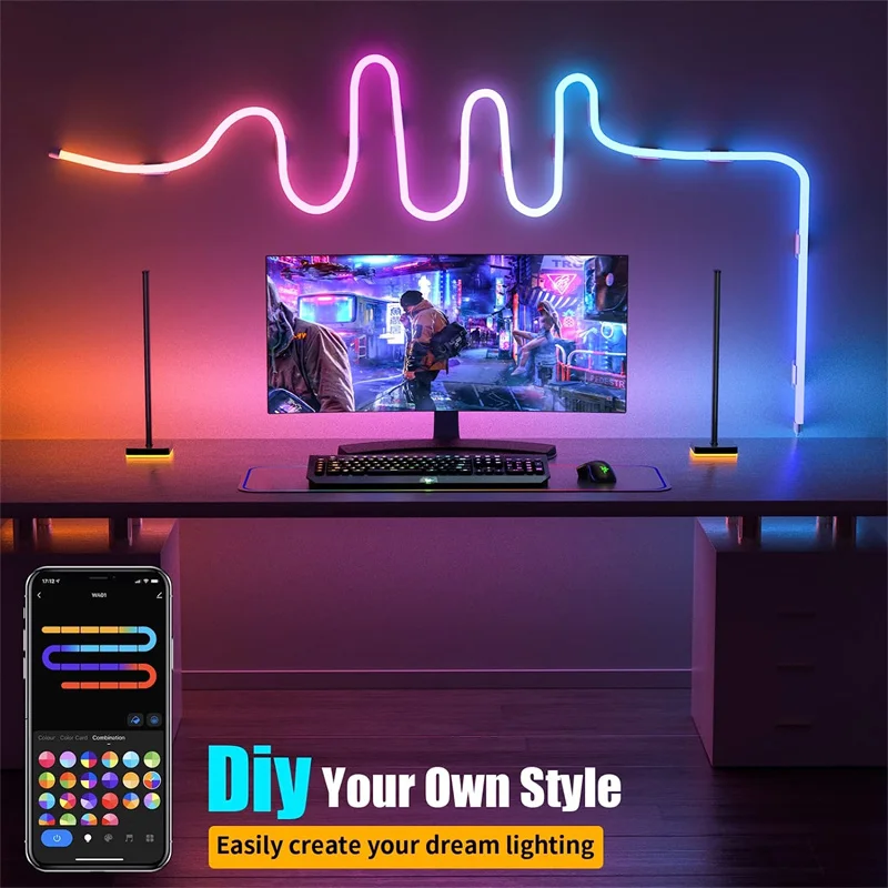 TUYA นีออนไฟ LED Strip 12-24V 84 LEDs/M ซิลิโคนนีออนเชือกเพลง SYNC RGBIC Dreamcolor Chasing Strip เทปสําหรับห้อง