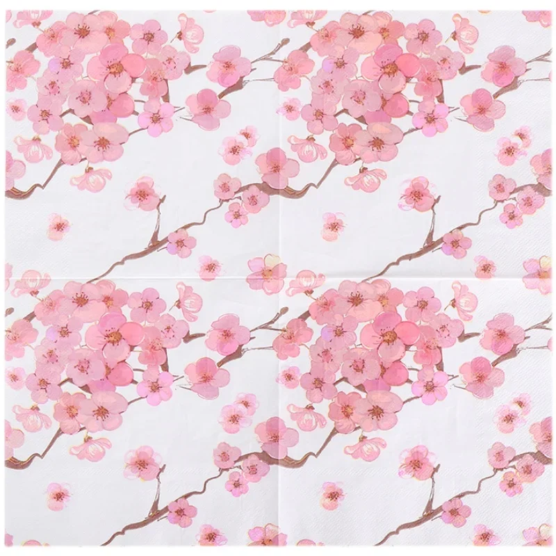 Serviettes en papier d'impression de Style chinois, serviettes colorées pour mariage, pâte de bois Pure, fleur de prunier, 20 feuilles de qualité alimentaire, 2 plis, 33x33cm
