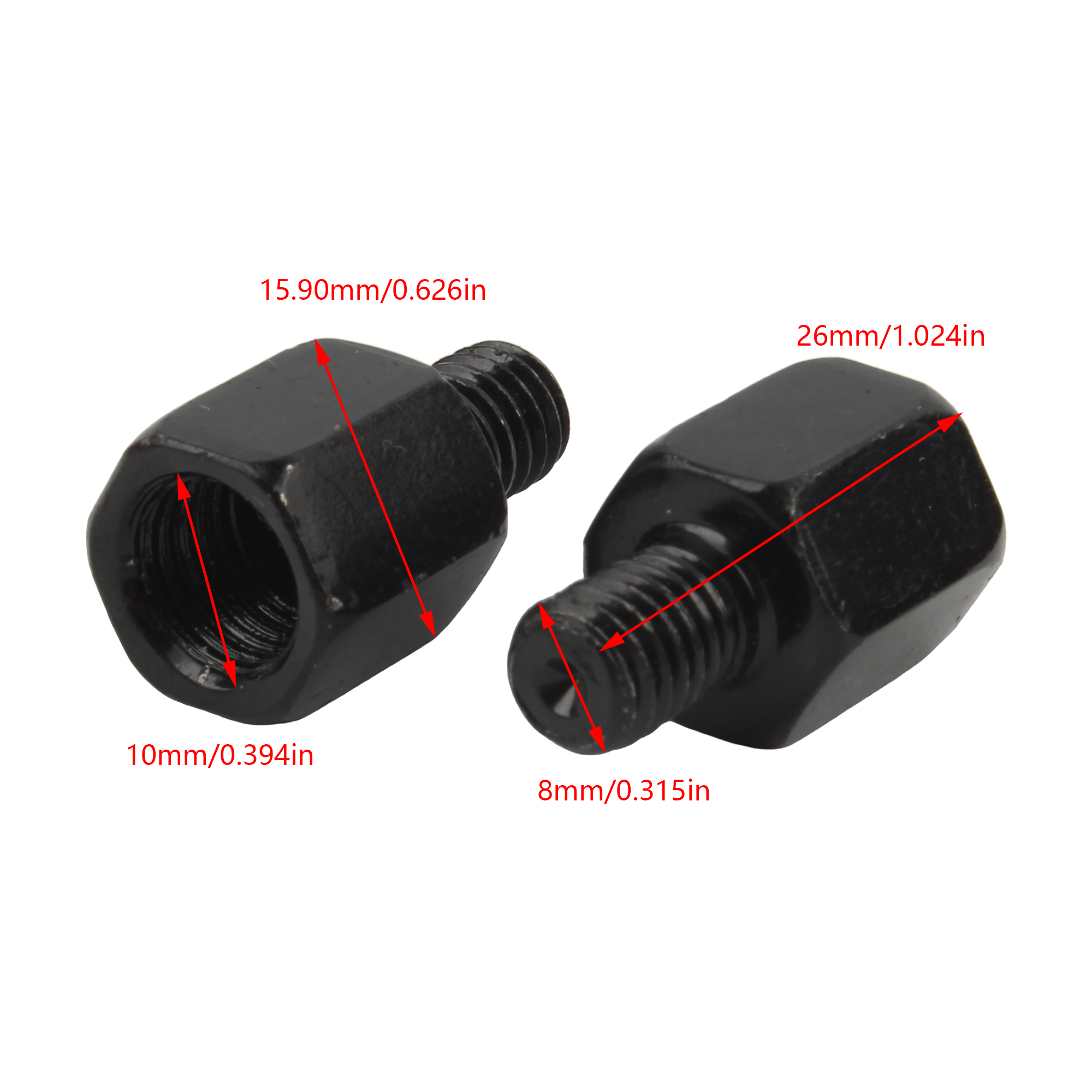 Tornillo de conversión de espejo de motocicleta M8 M10 par negro 10MM 8MM perno de conversión de espejos retrovisores pieza modificada Universal en el sentido de las agujas del reloj