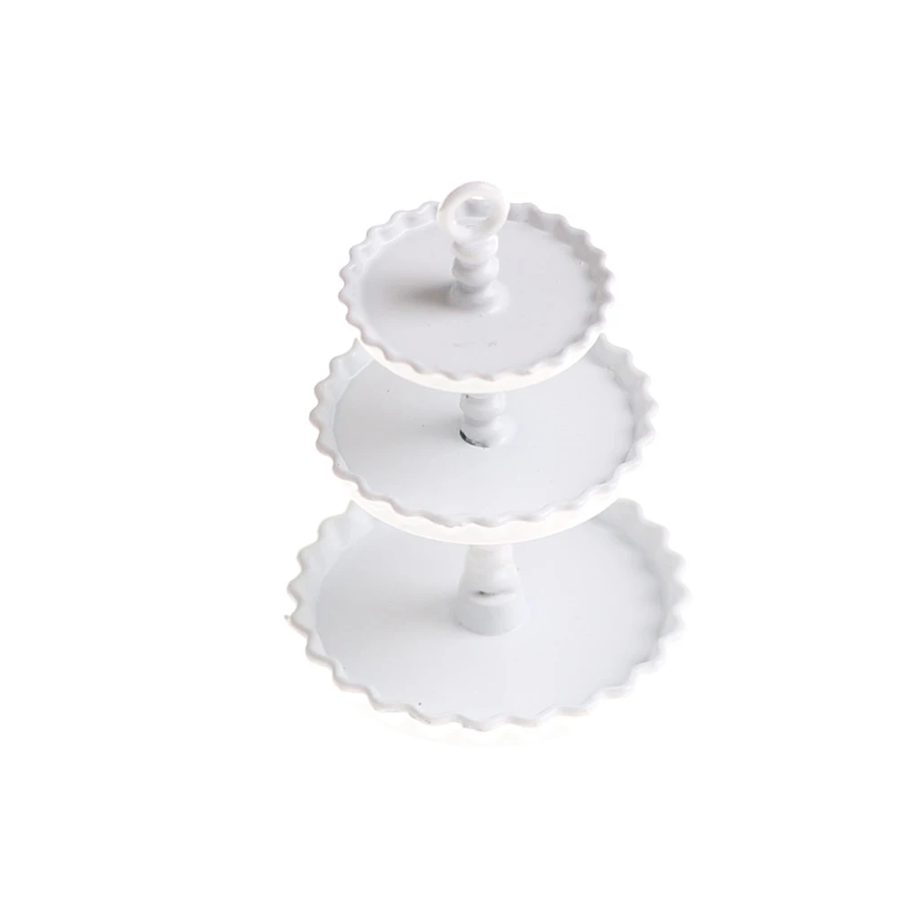 Estante de Metal de 3 capas para postres y frutas, soporte para aperitivos, juego de simulación, muebles de cocina, juguetes, casa de muñecas en miniatura, regalo de cumpleaños para bebé, 1/12