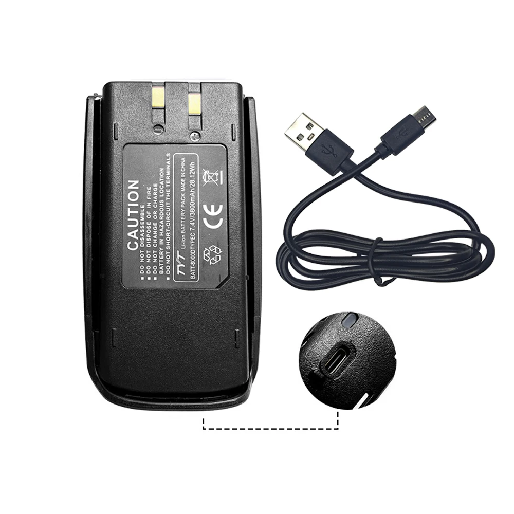 Новый обновленный аккумулятор TYT TH-UV8000D 3800 мАч 7,4 В с поддержкой зарядки литий-ионного аккумулятора типа C для радио TH-UV8000E TC-8000 LB-75L
